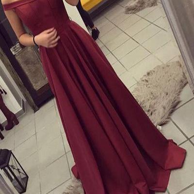 Long Prom Dress, Burgundy Prom Dress, Off The Shoulder Formal Gown ,Party Dress Long, Evening Gown, Prom Dresses