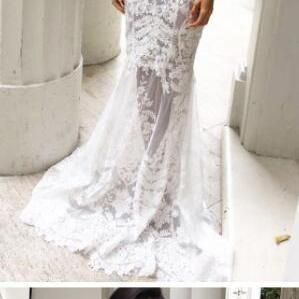 Charming Sheath Lace Bridal Gowns,Sweetheart Wedding Dresses with Appliques, Lace Wedding Dresses,Strapless Bridal Dresses,Long Wedding Dresses