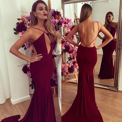 Backless Prom Dresses,Chiffon Prom Dress,Wine Red Prom Gown,Vintage Prom Gowns,Elegant Evening Dress,Cheap Evening Gowns,Party Gowns,Modest Prom Dress,Open Back Evening Gowns