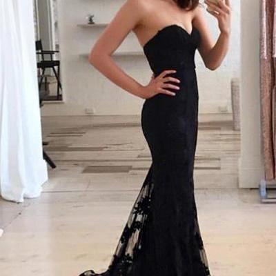 Mermaid Prom Dress,Black Lace Prom Dress,Prom dress,Modest Evening Gowns,Cheap Party Dresses,Graduation Gowns
