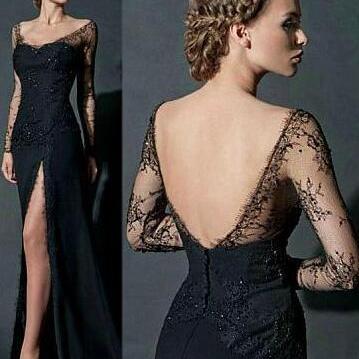 Off-the-Shoulder Neckline Sheath Prom Dress,Sexy Evening Dress with Rhinestones, Sexy Satin and Lace Prom Dress,Black Prom Dresses, Sexy Open Back Prom Party Dress, Sexy Woman Dresses