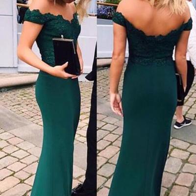 Emerald Green Evening Dress,Cheap prom Dress,Sexy Woman Prom Dresses, Lace Prom Dress, Mermaid Prom Dresses,Lace Off The Shoulder Formal Dress, Prom Dresses Long