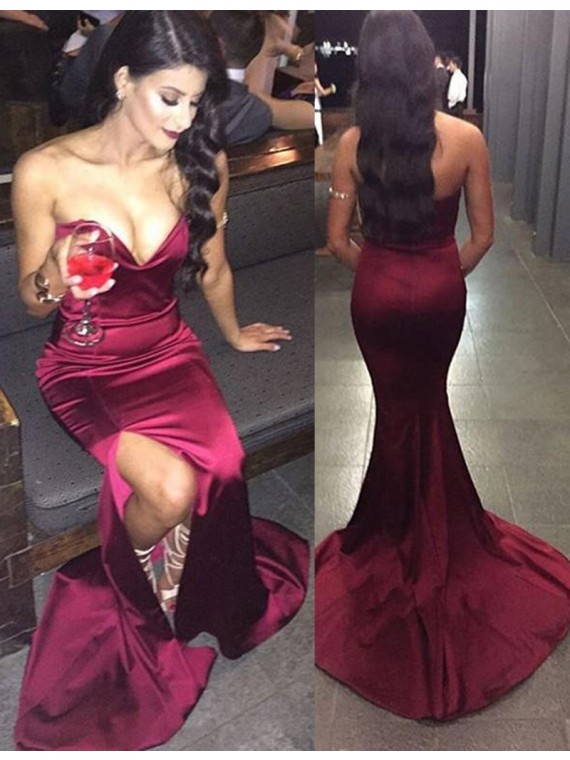 sexy burgundy prom dress