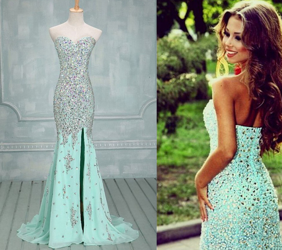 Long Strapless Sweetheart Mermaid Prom Dress