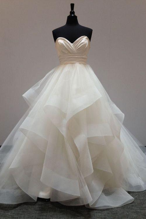 ruffled ball gown wedding dress