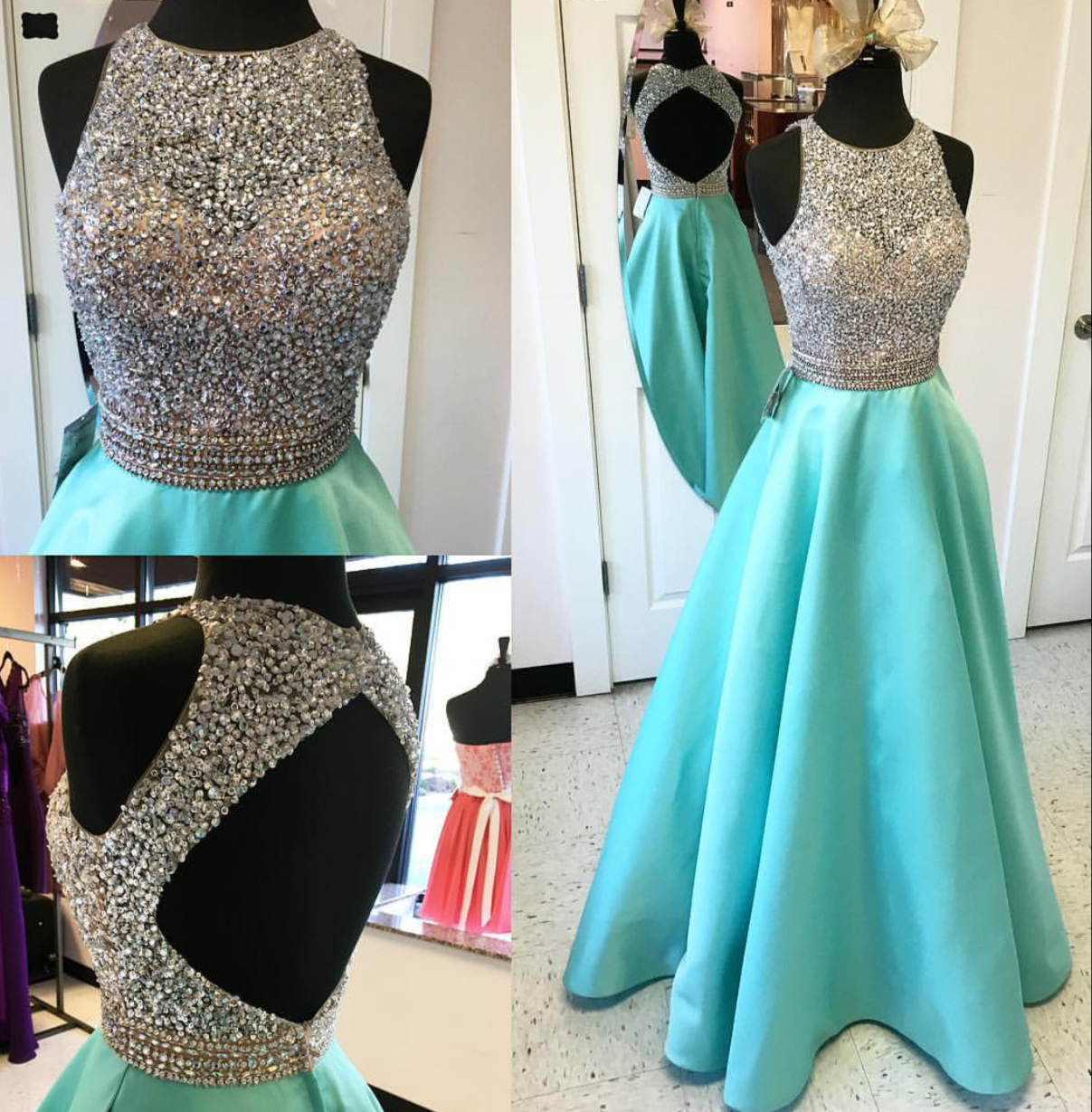 aqua evening gowns