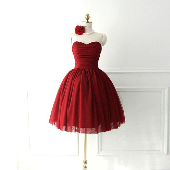 Dark Red Short Prom Dress