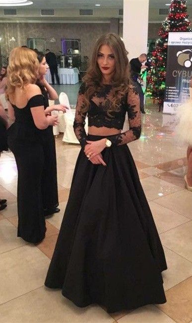 black 2 piece prom dress