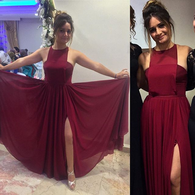 burgundy formal gown