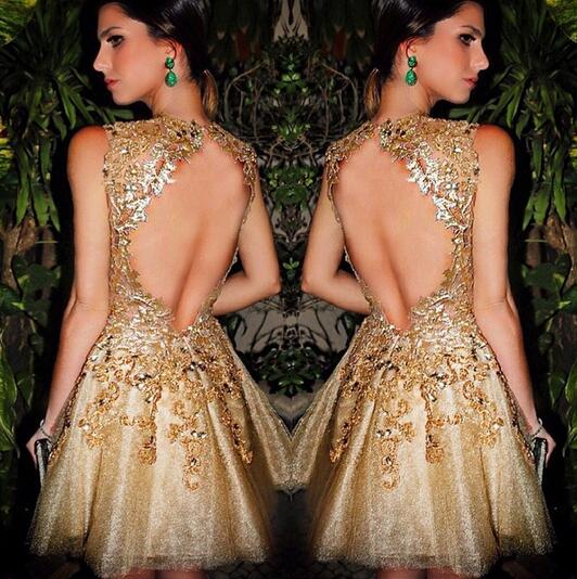short gold homecoming dress