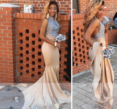 silver gold prom dress