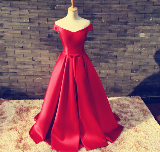 red prom dress simple