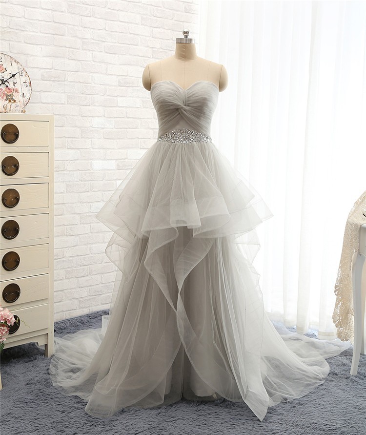 grey wedding gown