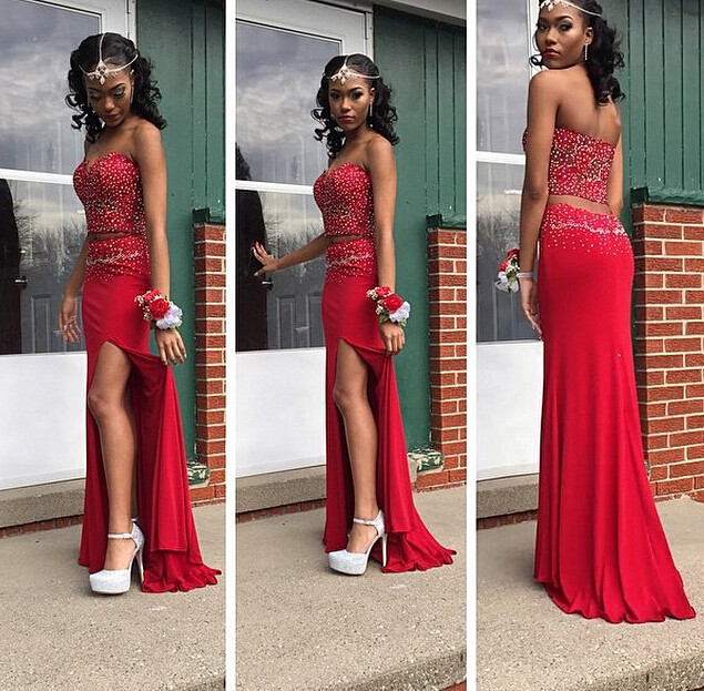 2 piece tight prom dresses