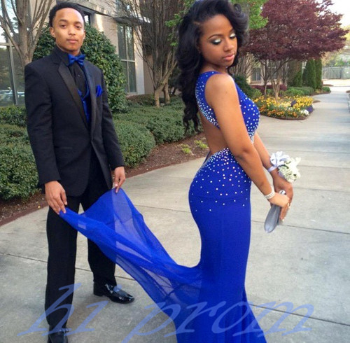 Backless Prom Dresses Open Back Prom Gowns Royal Blue Prom Dresses