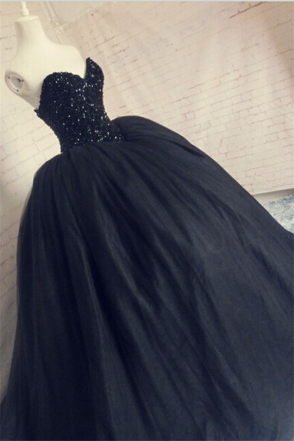 puffy black prom dresses