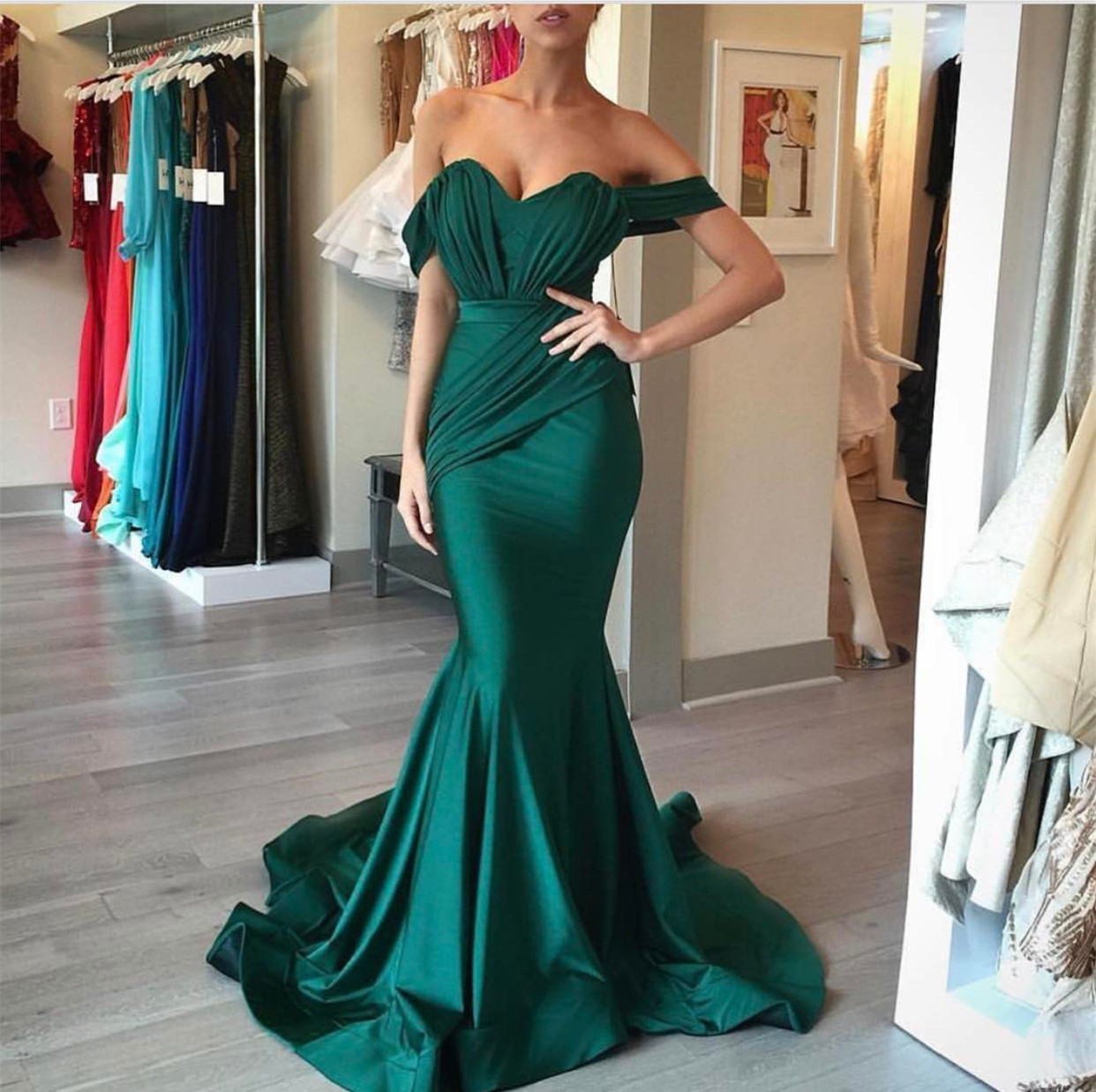 sexy emerald green dress