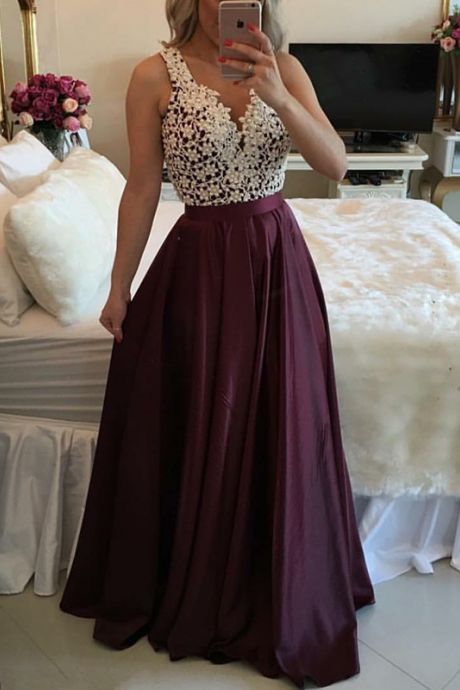 maroon and white prom dresses