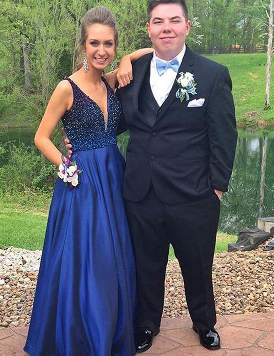 navy and yellow prom