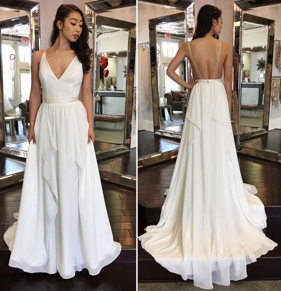white long evening gown