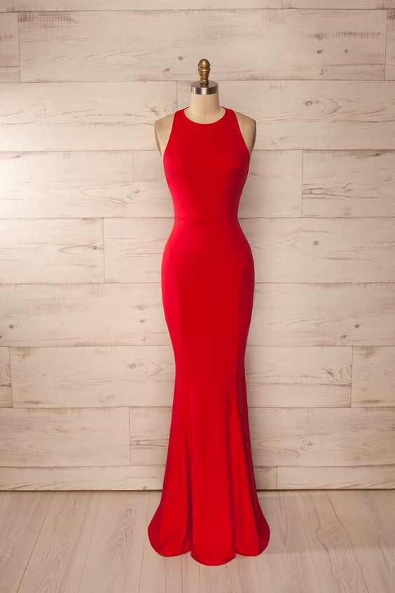 red halter maxi dress