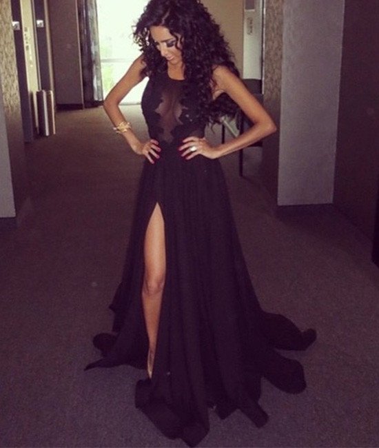 black halter prom dress