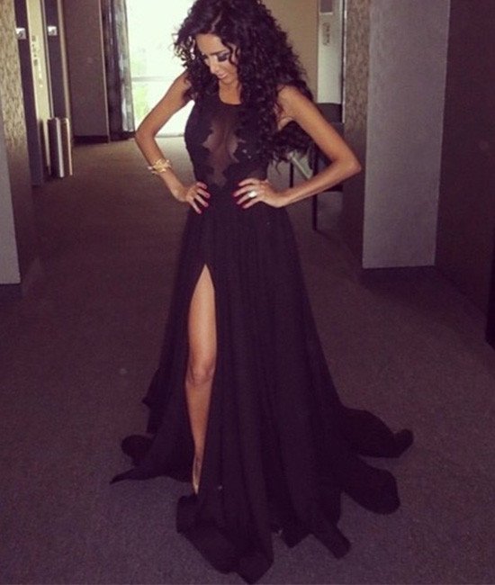 black halter top prom dress