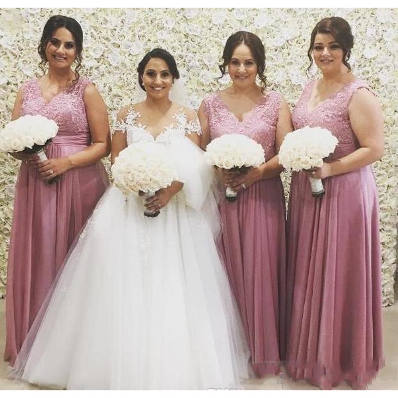 pink lace bridesmaid dresses