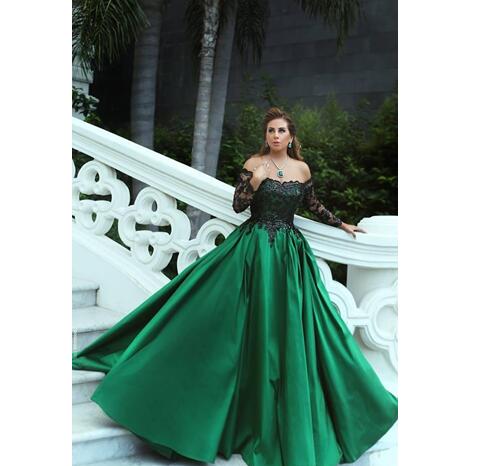 black and green gown