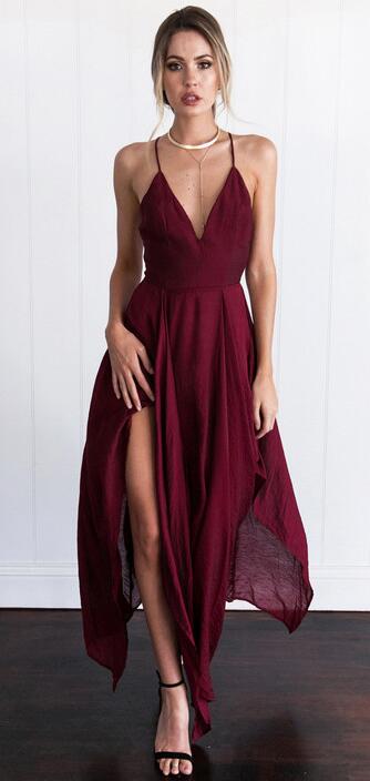 wine colored evening dresses