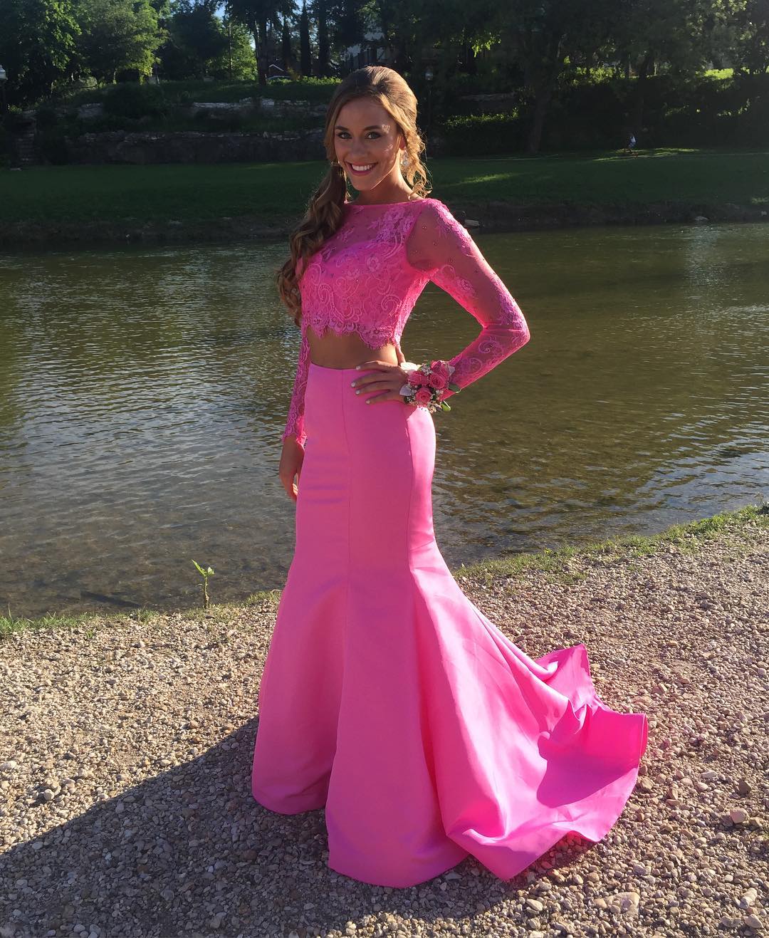 two piece mermaid prom dress