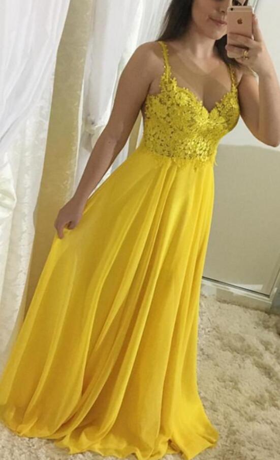 Simple Yellow Chiffon Dress