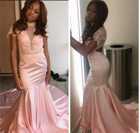 light pink prom dress mermaid