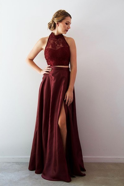 burgundy long gowns