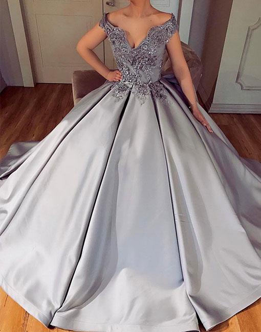 silver gowns formal