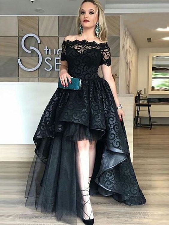 black off shoulder party dress