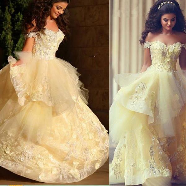 yellow and white prom dresses