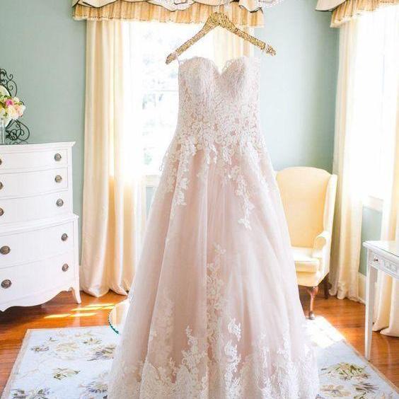 Blush Pink Wedding Gown,Princess Wedding Dresses,Wedding Dress With ...
